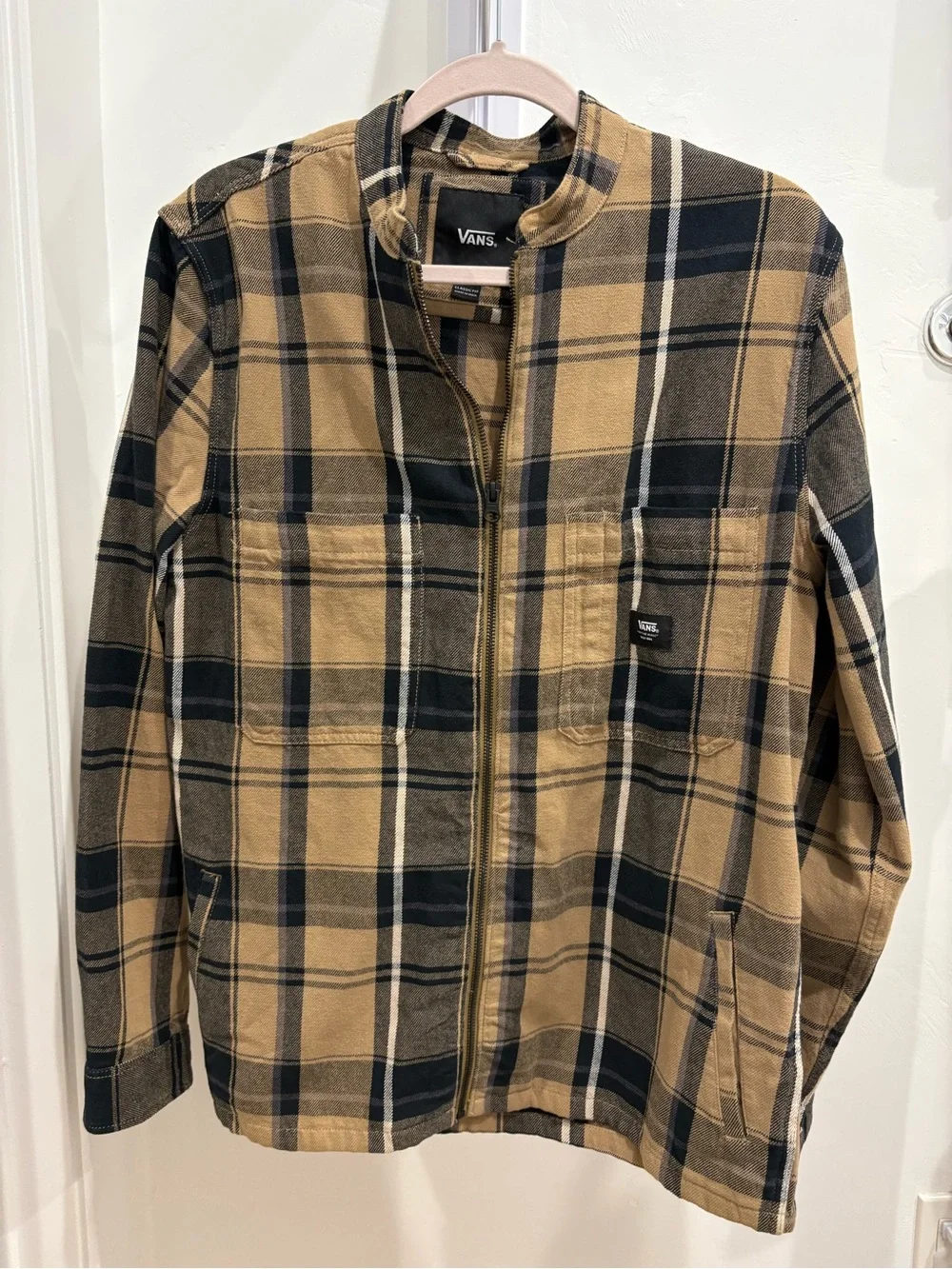 Vans Men's Tan & Black Plaid Shirt Jacket